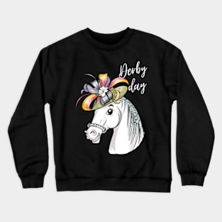 Derby Day 2024 Fascinator Hat Horse Racing Crewneck Sweatshirt